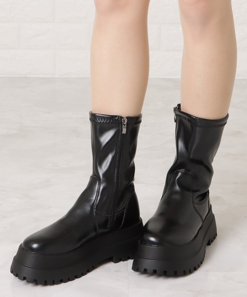 Lace Ladies(レースレディース)の「丈が選べる 2タイプ 厚底ストレッチブーツ(ブーツ・レディース・ブラック系1/ブラック系2・22.5/23/23.5/24/24.5/25)」の9枚目の写真