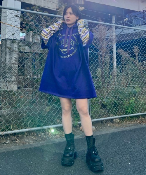 Candy Stripper（キャンディストリッパー）の「CHAOS BEAR LAYERED ワンピース（ワンピース・レディース・パープル/ブラック/ターコイズブルー・2）」の9枚目の写真