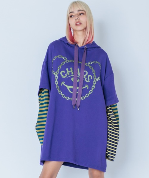 Candy Stripper（キャンディストリッパー）の「CHAOS BEAR LAYERED ワンピース（ワンピース・レディース・パープル/ブラック/ターコイズブルー・2）」の16枚目の写真