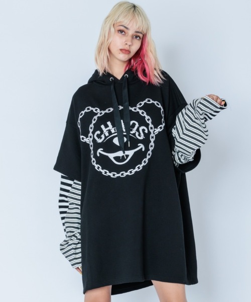 Candy Stripper（キャンディストリッパー）の「CHAOS BEAR LAYERED ワンピース（ワンピース・レディース・パープル/ブラック/ターコイズブルー・2）」の17枚目の写真