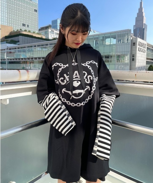 Candy Stripper（キャンディストリッパー）の「CHAOS BEAR LAYERED ワンピース（ワンピース・レディース・パープル/ブラック/ターコイズブルー・2）」の5枚目の写真