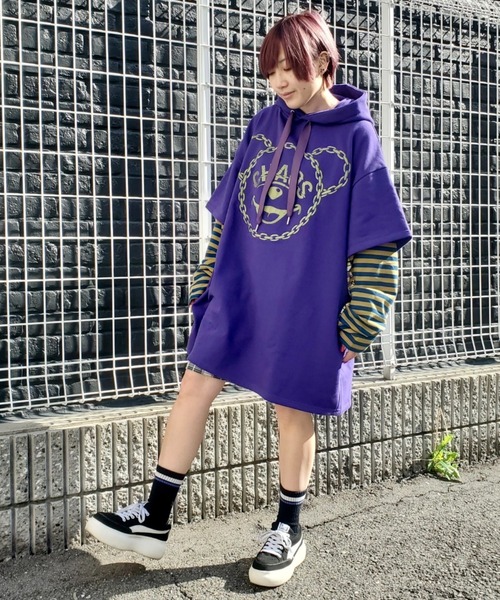 Candy Stripper（キャンディストリッパー）の「CHAOS BEAR LAYERED ワンピース（ワンピース・レディース・パープル/ブラック/ターコイズブルー・2）」の14枚目の写真