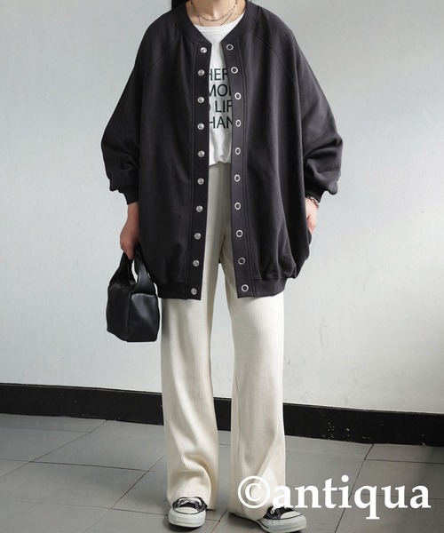 antiqua（アンティカ）の「2WAYコクーン裏毛カーディガン（カーディガン/ボレロ・レディース・ブラック/オレンジ/ブルー/ダークグレー・FREE）」の14枚目の写真