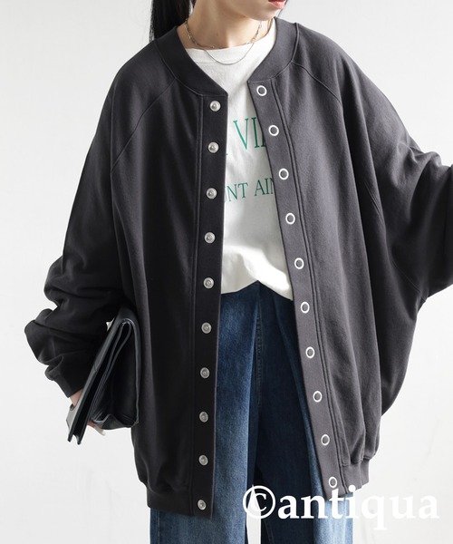 antiqua（アンティカ）の「2WAYコクーン裏毛カーディガン（カーディガン/ボレロ・レディース・ブラック/オレンジ/ブルー/ダークグレー・FREE）」の15枚目の写真