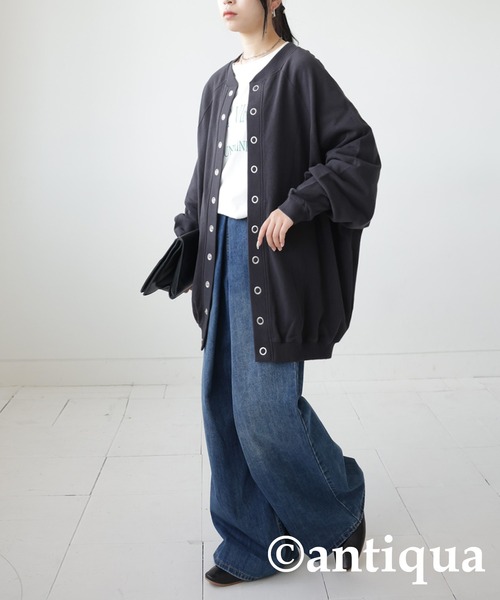 antiqua（アンティカ）の「2WAYコクーン裏毛カーディガン（カーディガン/ボレロ・レディース・ブラック/オレンジ/ブルー/ダークグレー・FREE）」の16枚目の写真