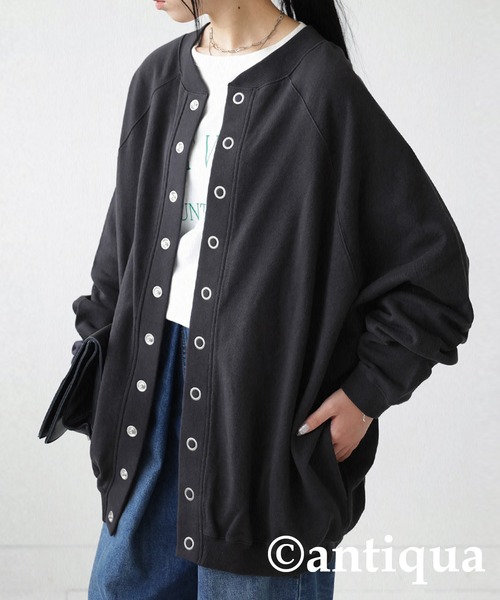 antiqua（アンティカ）の「2WAYコクーン裏毛カーディガン（カーディガン/ボレロ・レディース・ブラック/オレンジ/ブルー/ダークグレー・FREE）」の17枚目の写真