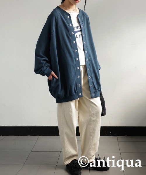 antiqua（アンティカ）の「2WAYコクーン裏毛カーディガン（カーディガン/ボレロ・レディース・ブラック/オレンジ/ブルー/ダークグレー・FREE）」の19枚目の写真