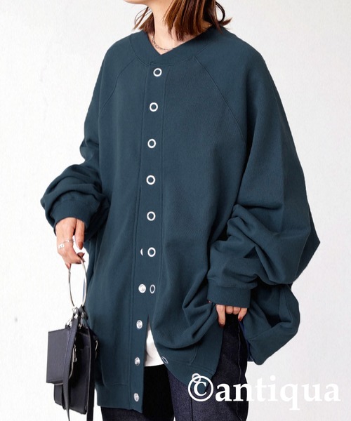 antiqua（アンティカ）の「2WAYコクーン裏毛カーディガン（カーディガン/ボレロ・レディース・ブラック/オレンジ/ブルー/ダークグレー・FREE）」の21枚目の写真