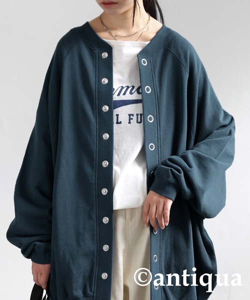 antiqua（アンティカ）の「2WAYコクーン裏毛カーディガン（カーディガン/ボレロ・レディース・ブラック/オレンジ/ブルー/ダークグレー・FREE）」の20枚目の写真