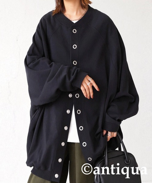 antiqua（アンティカ）の「2WAYコクーン裏毛カーディガン（カーディガン/ボレロ・レディース・ブラック/オレンジ/ブルー/ダークグレー・FREE）」の5枚目の写真