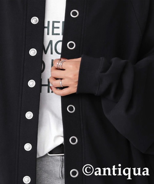 antiqua（アンティカ）の「2WAYコクーン裏毛カーディガン（カーディガン/ボレロ・レディース・ブラック/オレンジ/ブルー/ダークグレー・FREE）」の7枚目の写真