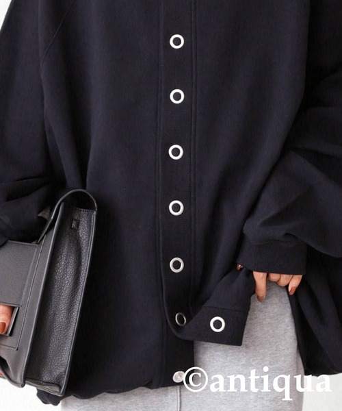 antiqua（アンティカ）の「2WAYコクーン裏毛カーディガン（カーディガン/ボレロ・レディース・ブラック/オレンジ/ブルー/ダークグレー・FREE）」の10枚目の写真