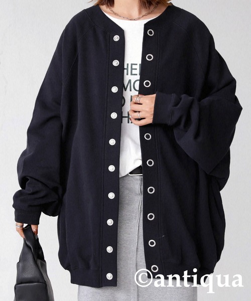 antiqua（アンティカ）の「2WAYコクーン裏毛カーディガン（カーディガン/ボレロ・レディース・ブラック/オレンジ/ブルー/ダークグレー・FREE）」の11枚目の写真