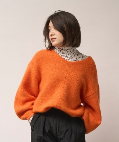 FRAY I.D フレイアイディー ニット パフニット オレンジ お洒落 秋 冬 FRAY I.D（フレイアイディー）｜ニット/セーター（オレンジ系