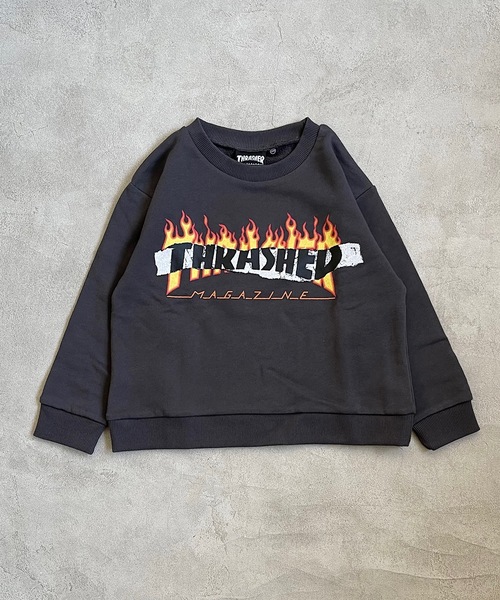 THRASHER(スラッシャー)の「【THRASHER】プリントスウェット(100~160cm)(スウェット・キッズ・チャコール/オレンジ/オフホワイト・100/110/120/130/140/150/160)」の2枚目の写真