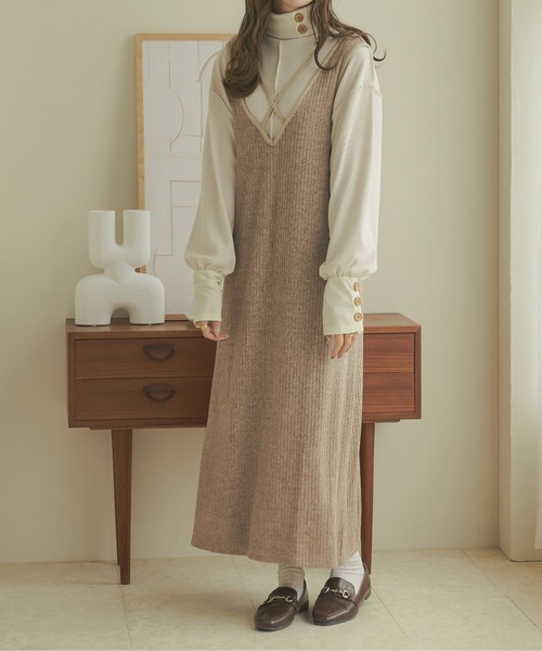 Ambre Neige（アンブルネージュ）の「メランジテレコノースリ－ブワンピース／【WEB/EC限定商品】（ワンピース・レディース・ライトブラウン/ベージュ・FREE）」の3枚目の写真