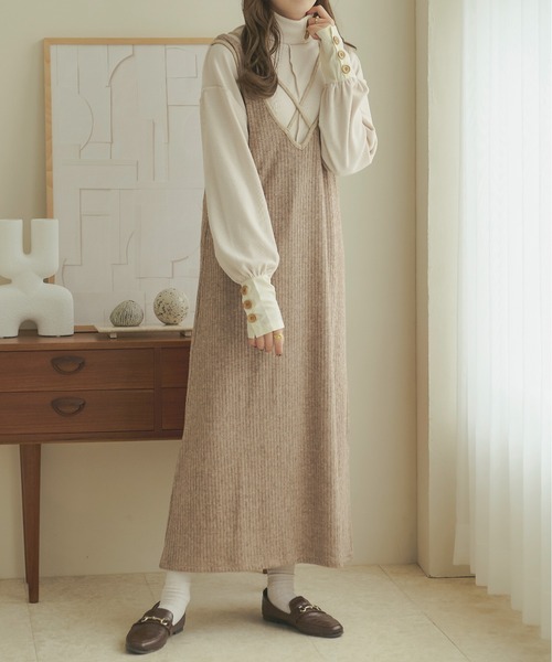 Ambre Neige（アンブルネージュ）の「メランジテレコノースリ－ブワンピース／【WEB/EC限定商品】（ワンピース・レディース・ライトブラウン/ベージュ・FREE）」の7枚目の写真