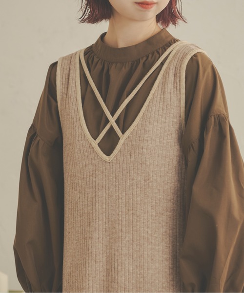Ambre Neige（アンブルネージュ）の「メランジテレコノースリ－ブワンピース／【WEB/EC限定商品】（ワンピース・レディース・ライトブラウン/ベージュ・FREE）」の10枚目の写真