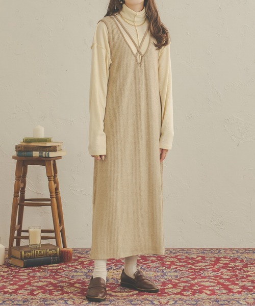 Ambre Neige（アンブルネージュ）の「メランジテレコノースリ－ブワンピース／【WEB/EC限定商品】（ワンピース・レディース・ライトブラウン/ベージュ・FREE）」の6枚目の写真