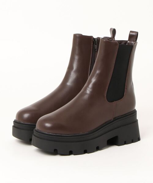 Mafmof(マフモフ)の「Mafmof(マフモフ)厚底トラックソールサイドゴアブーツ(ブーツ・レディース・ブラック/ブラック系その他/ダークブラウン/ホワイト・S/M/L/LL)」の4枚目の写真