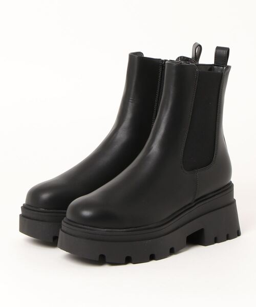 Mafmof(マフモフ)の「Mafmof(マフモフ)厚底トラックソールサイドゴアブーツ(ブーツ・レディース・ブラック/ブラック系その他/ダークブラウン/ホワイト・S/M/L/LL)」の2枚目の写真