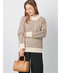 Lugnoncure | 幾何学柄ジャカードハイネックプルオーバー(ニット/セーター)