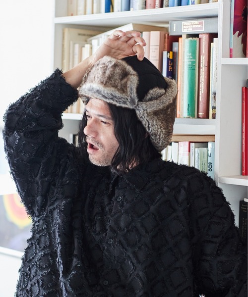 ADAMPATEK】fleece fur flight cap /ファー付きフリースフライト
