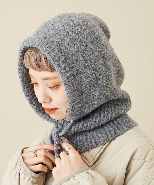 CUBE SUGAR（キューブシュガー）の「無地ニットフードバラクラバ（ネックウォーマー/スヌード・レディース・ラベンダー/トップグレー/ブラック/モカ・M）」の3枚目の写真