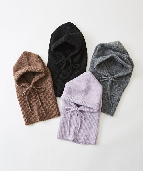 CUBE SUGAR（キューブシュガー）の「無地ニットフードバラクラバ（ネックウォーマー/スヌード・レディース・ラベンダー/トップグレー/ブラック/モカ・M）」の8枚目の写真