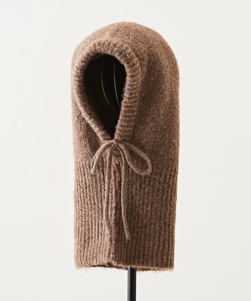 CUBE SUGAR（キューブシュガー）の「無地ニットフードバラクラバ（ネックウォーマー/スヌード・レディース・ラベンダー/トップグレー/ブラック/モカ・M）」の11枚目の写真