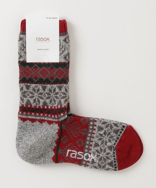 rasox(ラソックス)の「rasox(ラソックス)/ スノージャガード・クルー(ソックス/靴下・レディース・チャコール/レッド/ベージュ/グレー・SMALL/MEDIUM/LARGE)」の1枚目の写真