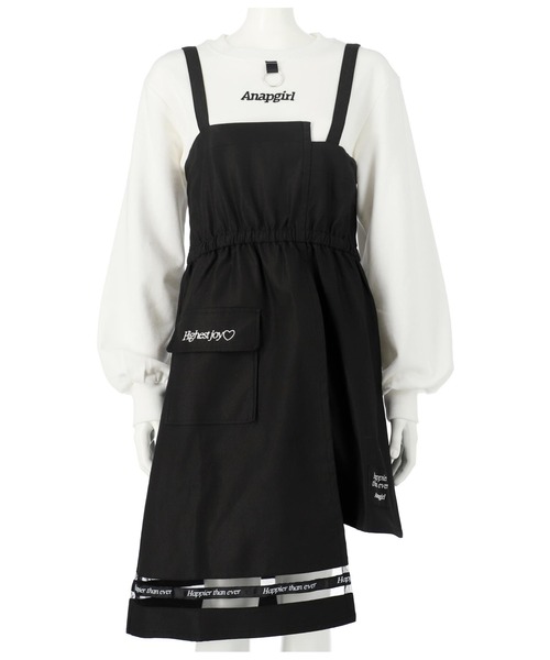 ANAP GｉRL（アナップガール）の「アシンメトリーフェイクワンピース（ワンピース・キッズ・ブラック/ブルー・XS/S/M）」の7枚目の写真