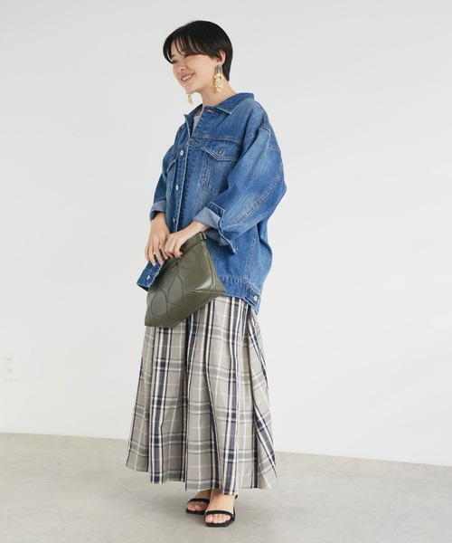 Doux archives（ドゥアルシーヴ）の「【2023SS】チェックボリュームスカート（スカート・レディース・ネイビー/グレイッシュベージュ/アイボリー/チャコールグレー/カーキ/グリーン/グレー/ブラック/ホワイト×ブラック/ネイビー×ホワイト・FREE）」の19枚目の写真