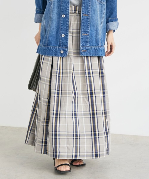 Doux archives（ドゥアルシーヴ）の「【2023SS】チェックボリュームスカート（スカート・レディース・ネイビー/グレイッシュベージュ/アイボリー/チャコールグレー/カーキ/グリーン/グレー/ブラック/ホワイト×ブラック/ネイビー×ホワイト・FREE）」の22枚目の写真