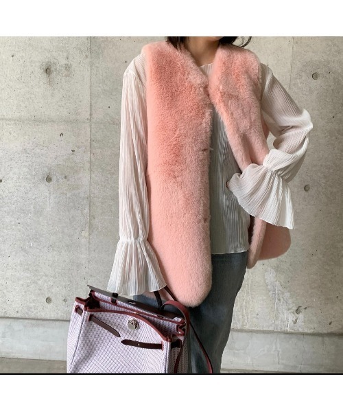 MYINE（マイン）の「エコファーリバーシブルファーベスト（ベスト・レディース・アイボリー/ピンク・FREE）」の16枚目の写真