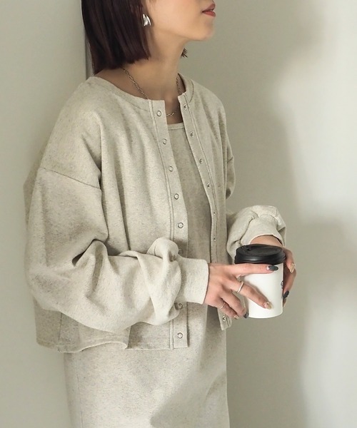 Riberry（リベリー）の「【セットアップ可】テレコリブ リングスナップボタンカーディガン（カーディガン/ボレロ・レディース・アイボリー/ブラック/ブルー/オートミール・FREE）」の17枚目の写真