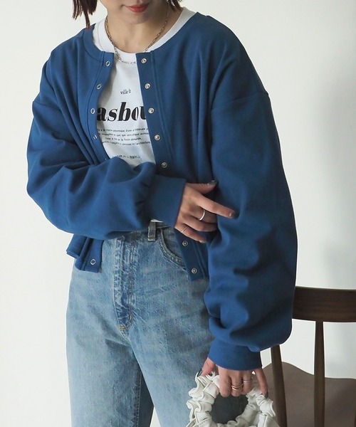 Riberry（リベリー）の「【セットアップ可】テレコリブ リングスナップボタンカーディガン（カーディガン/ボレロ・レディース・アイボリー/ブラック/ブルー/オートミール・FREE）」の18枚目の写真