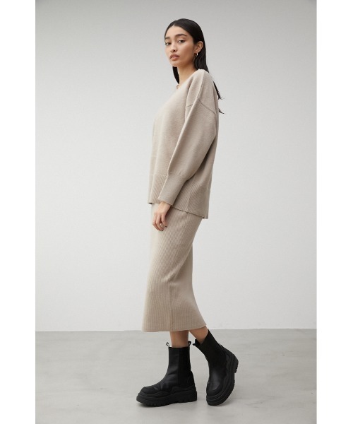 AZUL by moussy（アズールバイマウジー）の「RIB KNIT TIGHT SKIRT/リブニットタイトスカート（スカート・レディース・ライトベージュ/グレー/ブラック・SMALL/MEDIUM）」の11枚目の写真