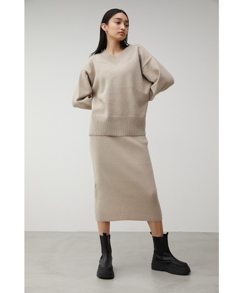 AZUL by moussy（アズールバイマウジー）の「RIB KNIT TIGHT SKIRT/リブニットタイトスカート（スカート・レディース・ライトベージュ/グレー/ブラック・SMALL/MEDIUM）」の10枚目の写真