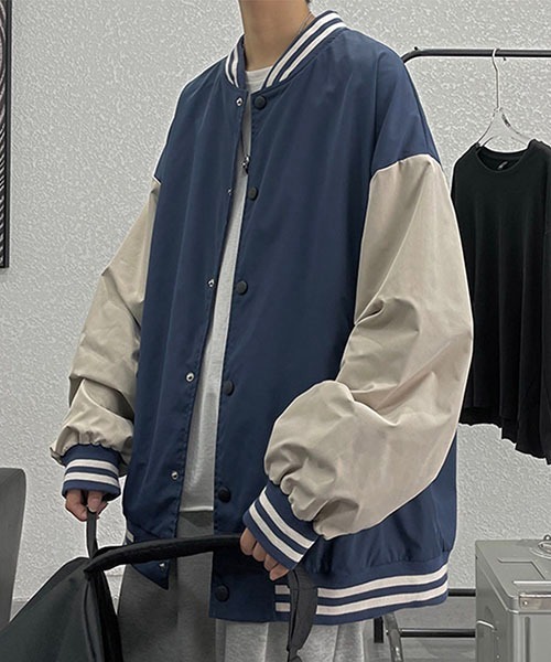 WESTBOY(ウエストボーイ)の「ワイドシルエットスタジアムジャンパー WOK23SOT05【WB ORIGINALS】(スタジャン・メンズ・ブラック/グリーン/ブルー・XL/L/M)」の3枚目の写真
