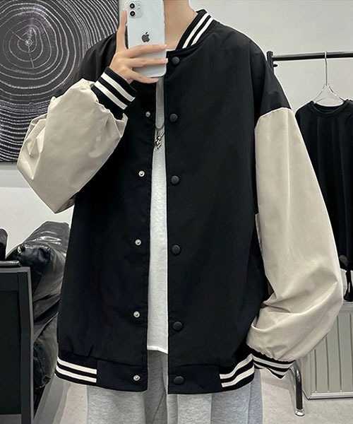 WESTBOY(ウエストボーイ)の「ワイドシルエットスタジアムジャンパー WOK23SOT05【WB ORIGINALS】(スタジャン・メンズ・ブラック/グリーン/ブルー・XL/L/M)」の6枚目の写真