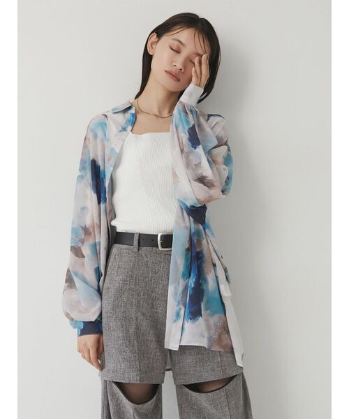 MURUA(ムルーア)の「バックオープンアシメニットタンク(タンクトップ・レディース・ホワイト/ブラック/ピンク/グリーン/ブルー/モカ・FREE)」の8枚目の写真