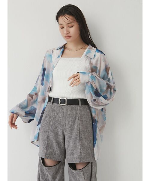 MURUA(ムルーア)の「バックオープンアシメニットタンク(タンクトップ・レディース・ホワイト/ブラック/ピンク/グリーン/ブルー/モカ・FREE)」の9枚目の写真