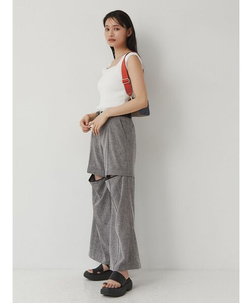 MURUA(ムルーア)の「バックオープンアシメニットタンク(タンクトップ・レディース・ホワイト/ブラック/ピンク/グリーン/ブルー/モカ・FREE)」の10枚目の写真