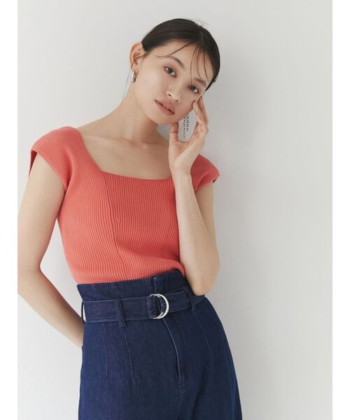 MURUA(ムルーア)の「バックオープンアシメニットタンク(タンクトップ・レディース・ホワイト/ブラック/ピンク/グリーン/ブルー/モカ・FREE)」の12枚目の写真