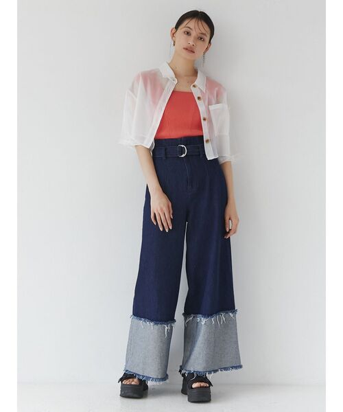 MURUA(ムルーア)の「バックオープンアシメニットタンク(タンクトップ・レディース・ホワイト/ブラック/ピンク/グリーン/ブルー/モカ・FREE)」の14枚目の写真