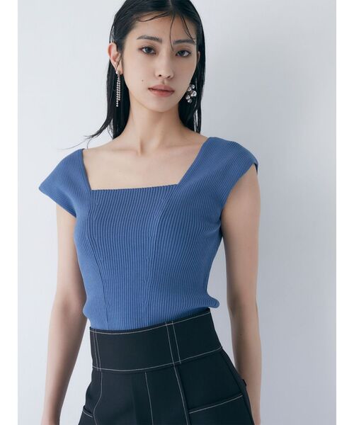 MURUA(ムルーア)の「バックオープンアシメニットタンク(タンクトップ・レディース・ホワイト/ブラック/ピンク/グリーン/ブルー/モカ・FREE)」の15枚目の写真