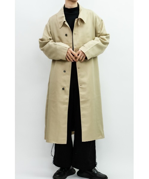 Beno（ビーノ）の「ドレープツイル モーターサイクル ミリタリーコート（ステンカラーコート・メンズ・ホワイト/ブラック/ベージュ/ダークグリーン/ダークネイビー・M/L）」の4枚目の写真