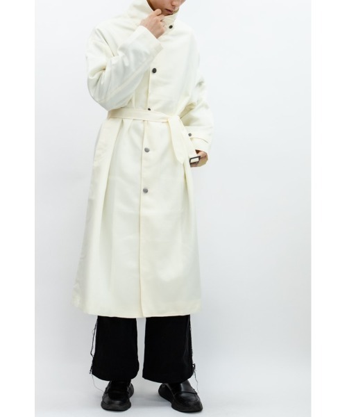 Beno（ビーノ）の「ドレープツイル モーターサイクル ミリタリーコート（ステンカラーコート・メンズ・ホワイト/ブラック/ベージュ/ダークグリーン/ダークネイビー・M/L）」の7枚目の写真