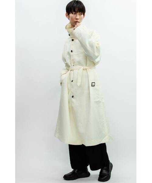 Beno（ビーノ）の「ドレープツイル モーターサイクル ミリタリーコート（ステンカラーコート・メンズ・ホワイト/ブラック/ベージュ/ダークグリーン/ダークネイビー・M/L）」の8枚目の写真